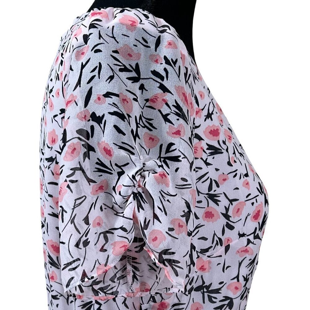 Talbots Pink Green Floral Cottagecore Short Sleeve Button-Up Dress Size 4 - Picture 8 of 11